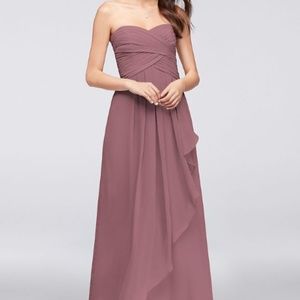 Strapless Chiffon Dress w/ Cascade - Size 12